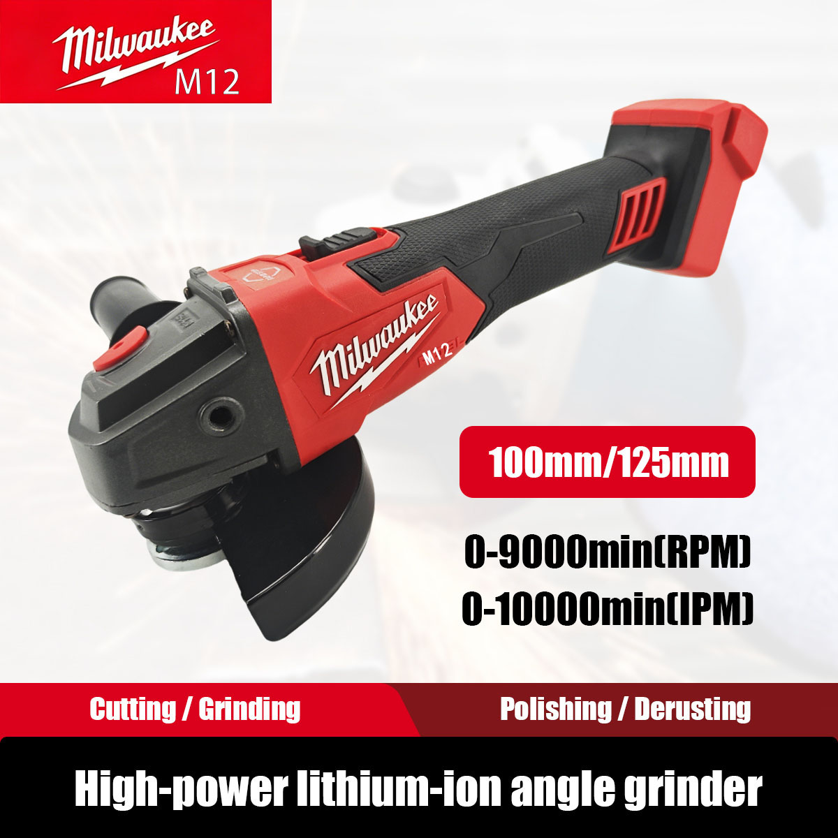 Brushless Angle Grinder Battery Powered - Esmerilhadeira angular sem fio Milwaukee M12