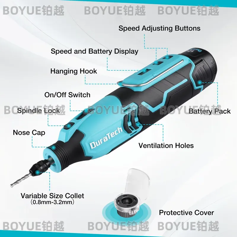 Cordless Rotary Tool Kit Accessories - Ferramenta Rotativa Sem Fio 12V 5000-35000RPM,