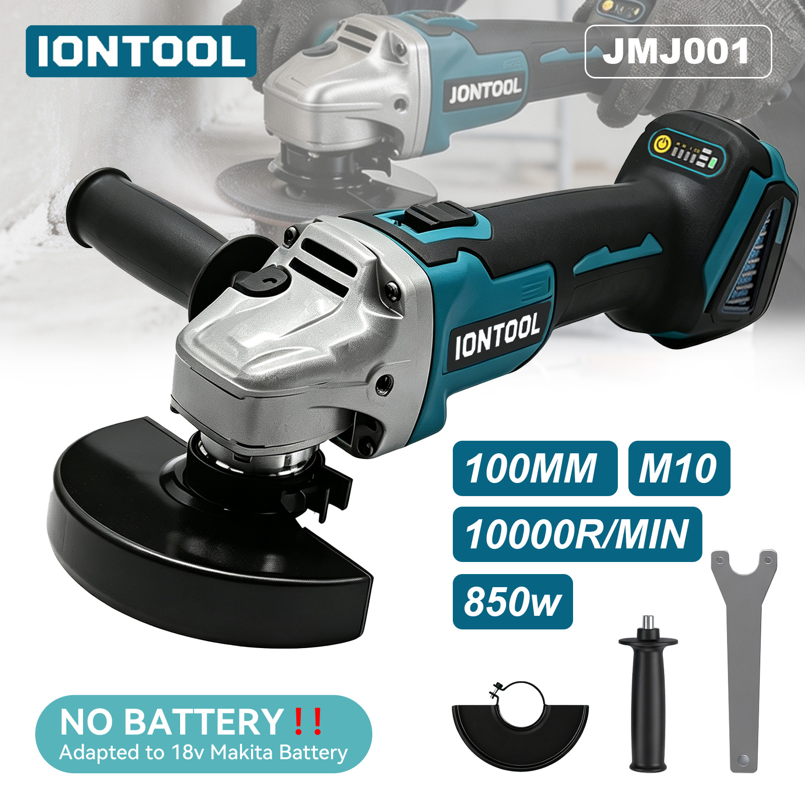 Brushless Angle Grinder Battery Powered - Furadeira Angular Sem Fio IONTOOL 850W