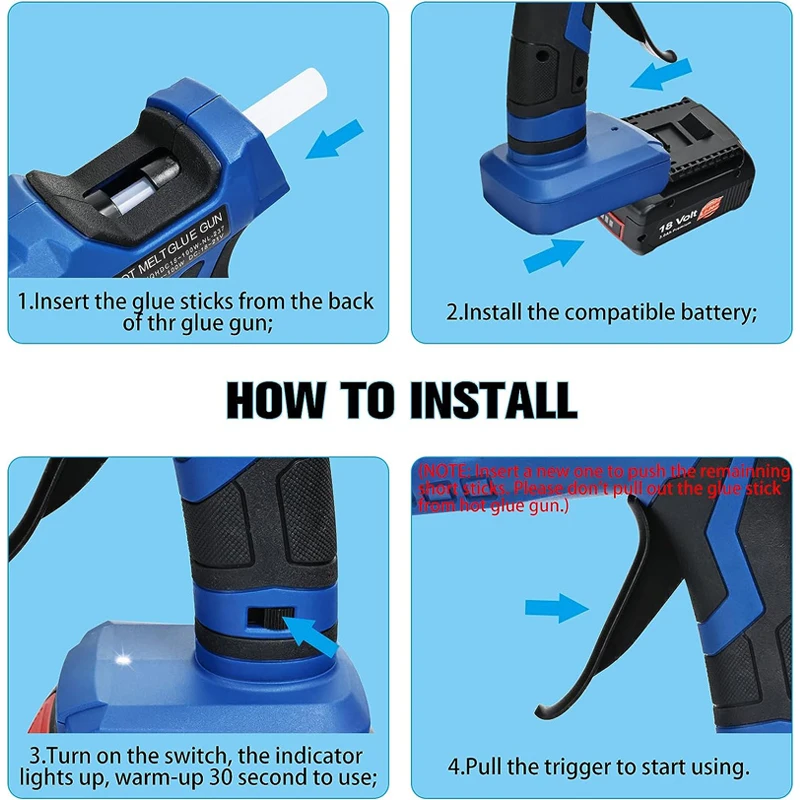 Pistola de cola quente sem fio - Hot Melt Glue Gun Cordless avaliação e preço